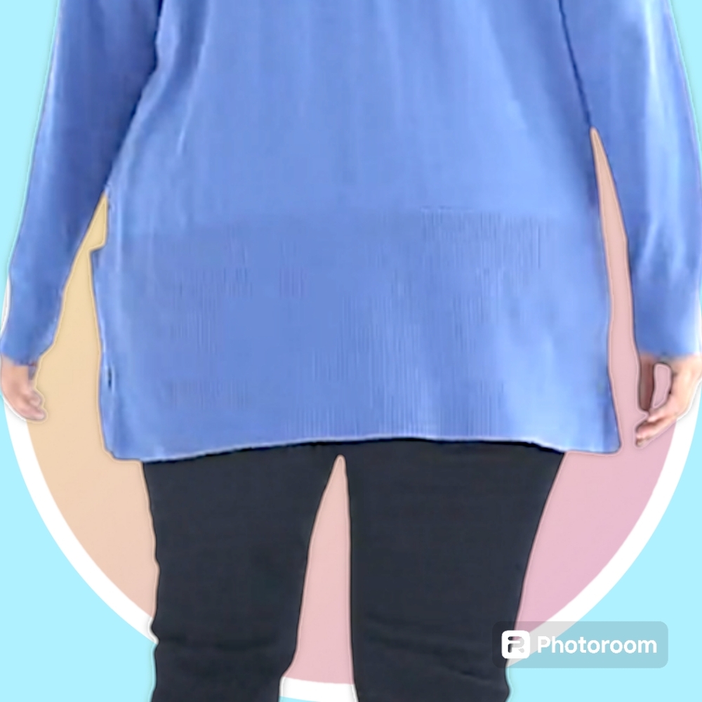 NWT 1XL Open Front Cardigan w 2 Pockets Lt Blue - Picture 6 of 11